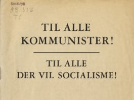 Forside for pjecen "Til alle kommunister - Til alle der vil socialisme". Udgivet af KAK.