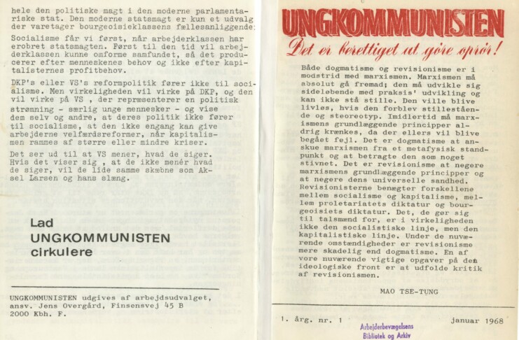 Ungkommunisten1968 nr. 1. cover