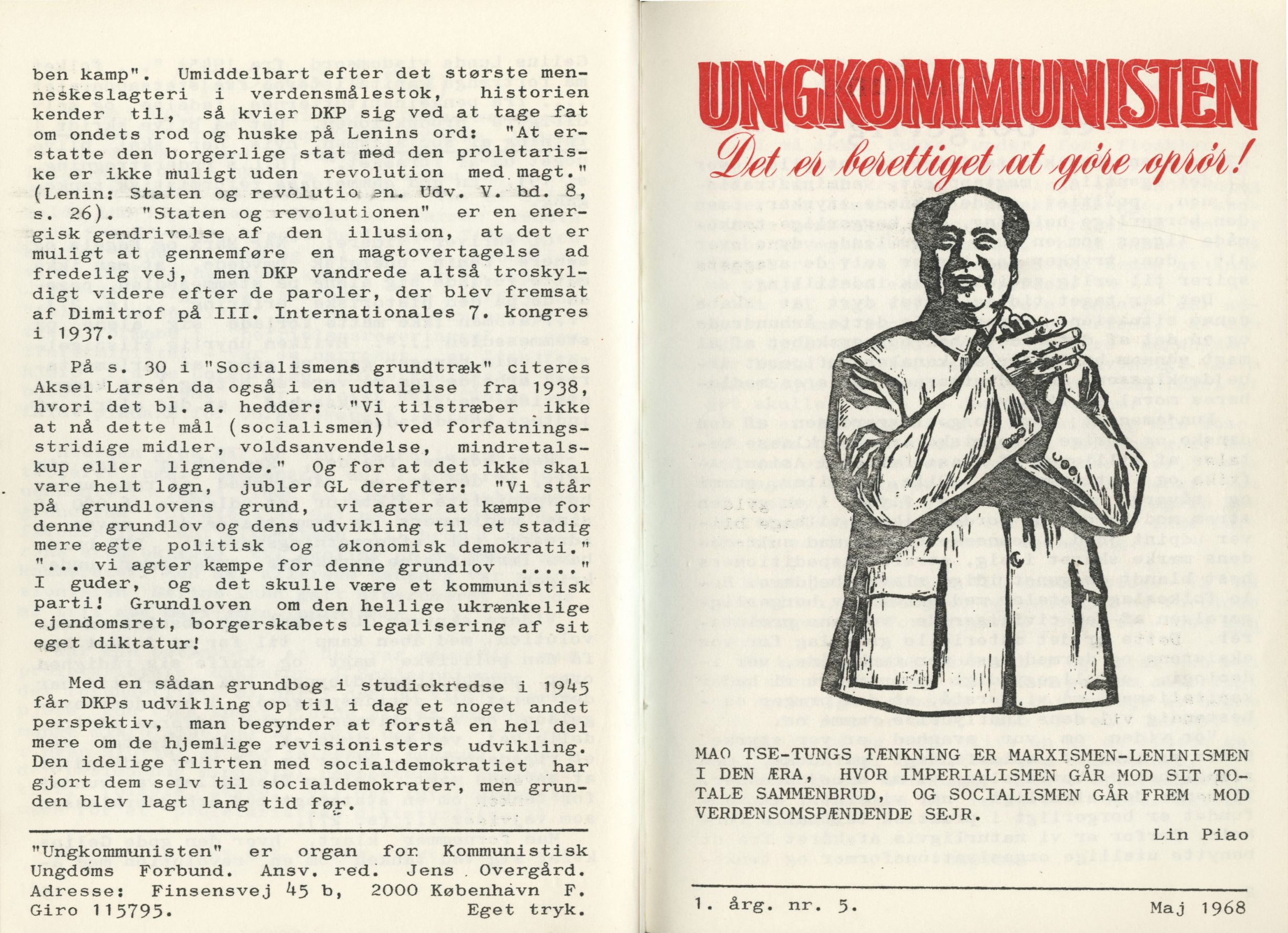 Ungkommunisten 1968, nr. 5, For- & bagside