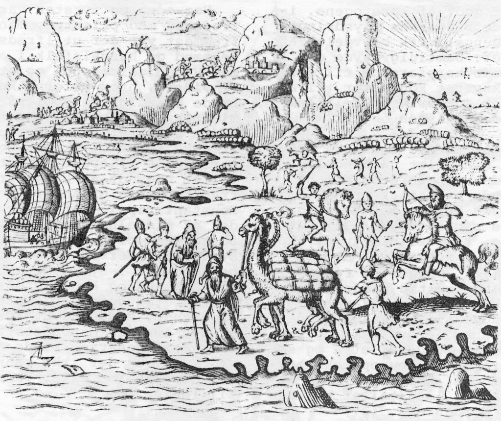 Venetianske skibe henter krydderier, som er blevet transporteret ud til Middelhavskysten af arabiske købmænd.