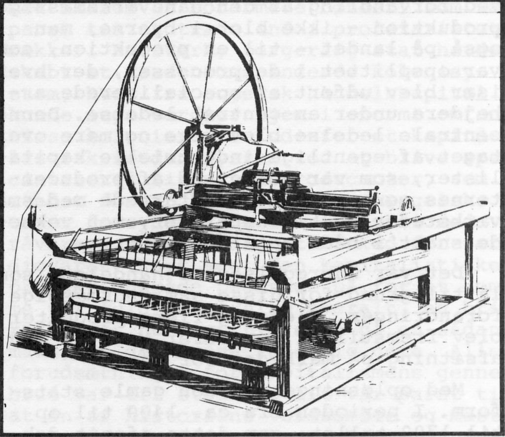 Hargreaves's spinning Jenny (konstrueret 1764-67.
