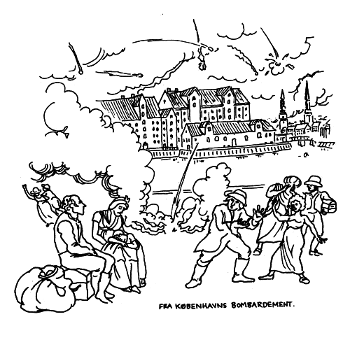 Tegning af Madsen. Københavns bombardement