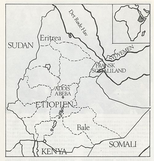 Kort over Etiopien.