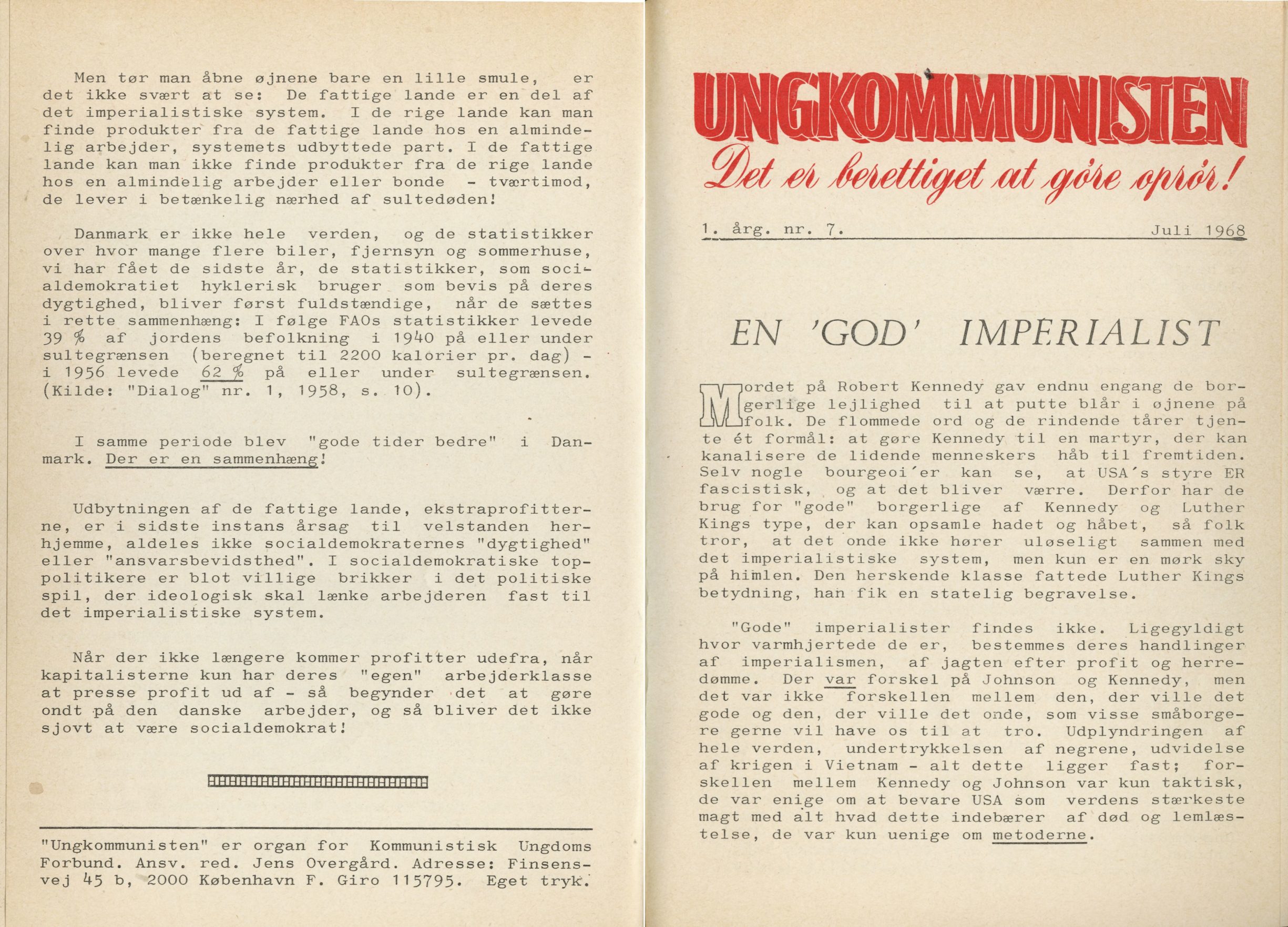 Ungkommunisten1968, nr. 7 For- og Bagside.
